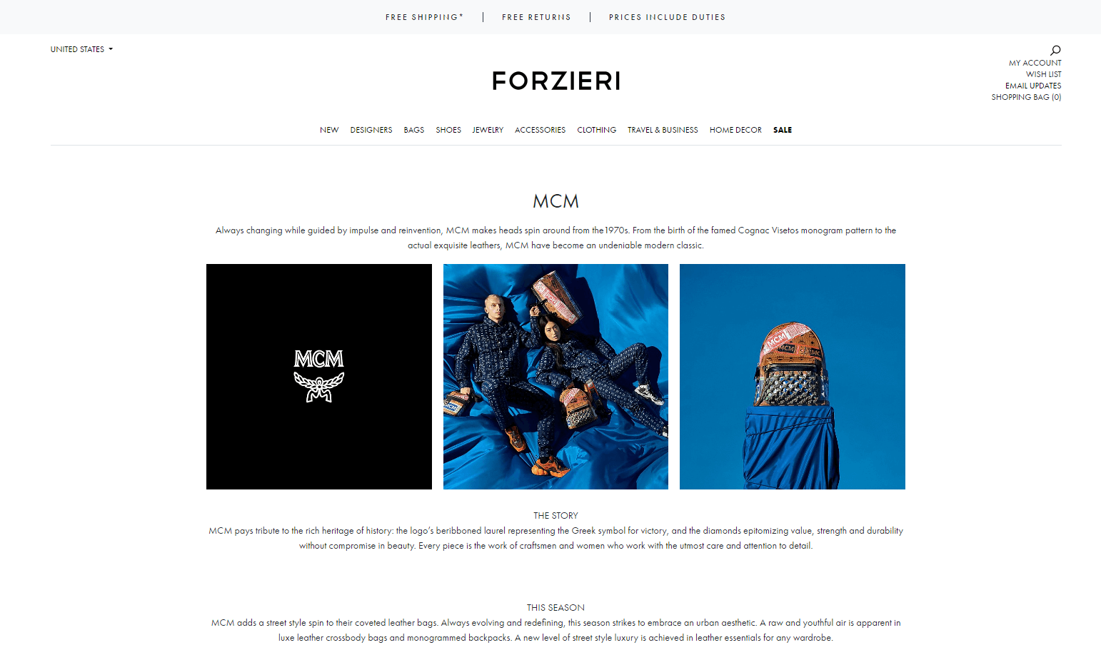 Forzieri优惠码2026 福喜利官网精选MCM包袋低至5折促销美境运费