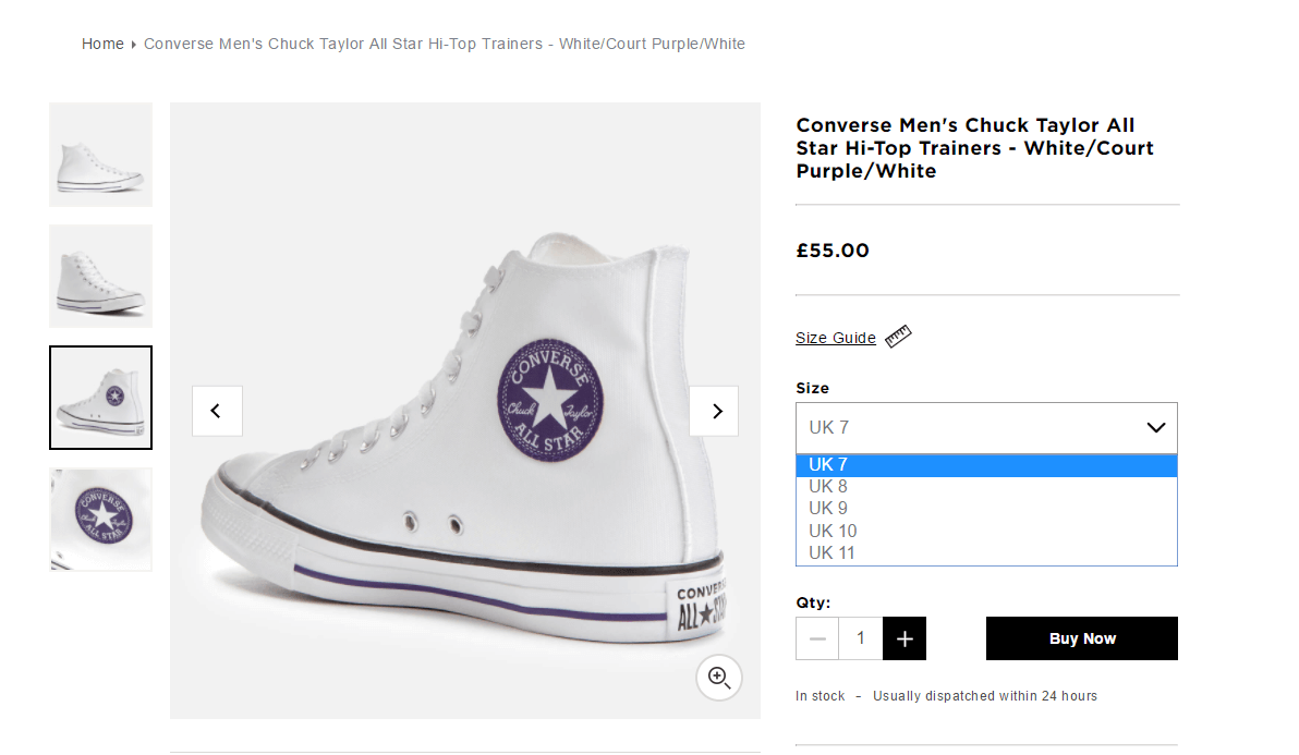 The Hut折扣码2026 Converse匡威 Chuck Taylor All Star男士高帮帆布鞋75折直邮国内到手¥354.75 支持支付宝付款-图片1