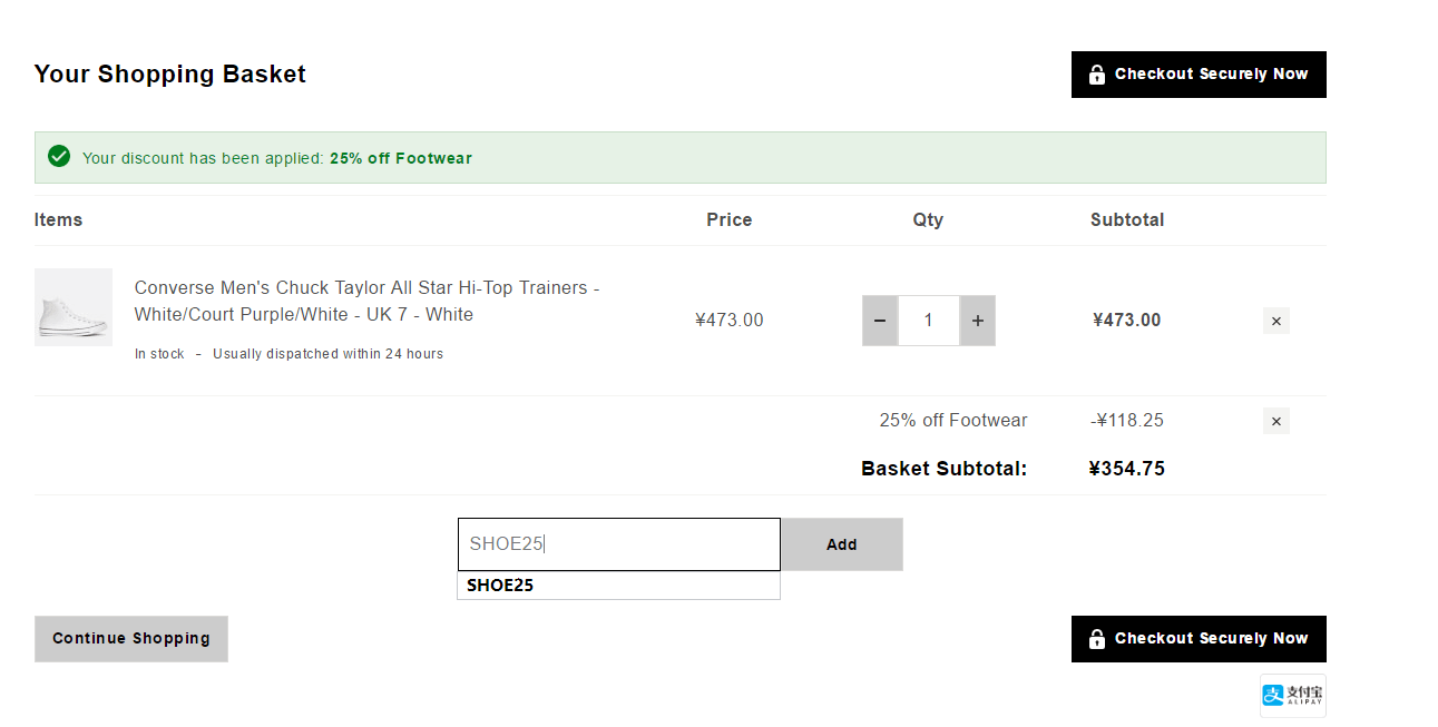 The Hut折扣码2026 Converse匡威 Chuck Taylor All Star男士高帮帆布鞋75折直邮国内到手¥354.75 支持支付宝付款-图片2