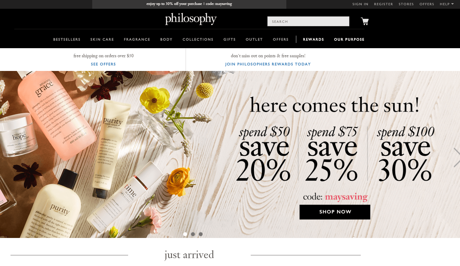 Philosophy优惠码2026 自然哲理官网满额最高享7折促销满额免邮