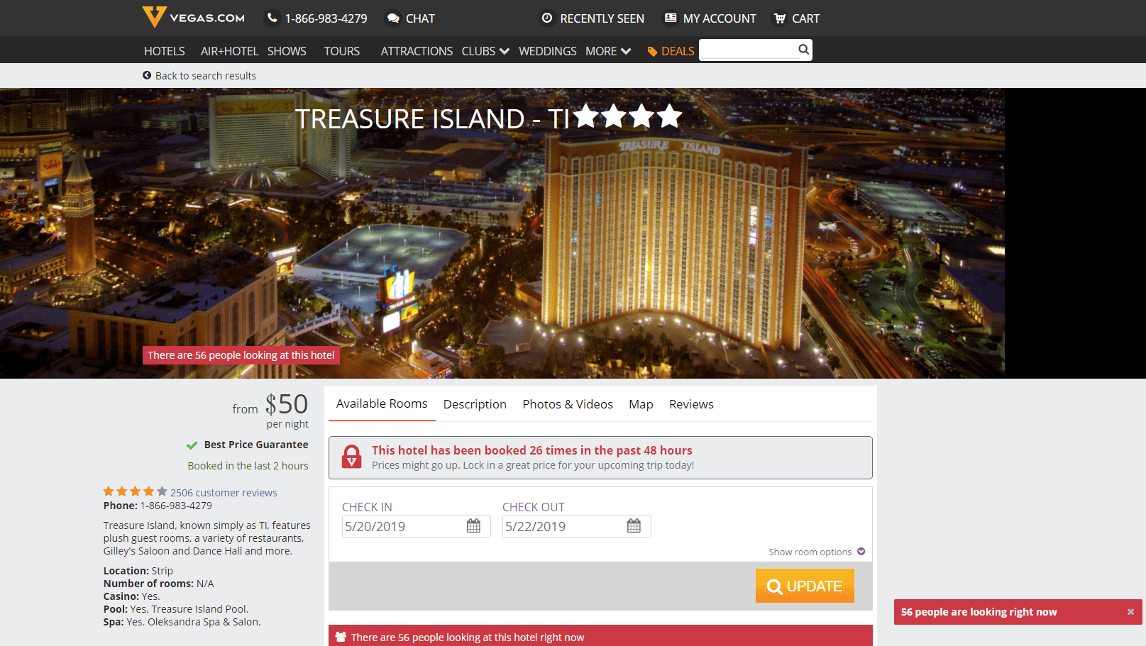 Vegas.com优惠码2026 Vegas拉斯维加斯4星级金银岛酒店买1赠1 + 额外赠餐或门票 均价低至 另有 BOGO 优惠可选