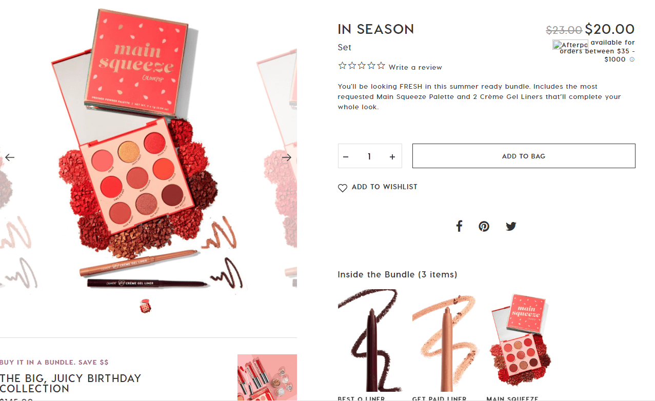 ColourPop优惠码2026  新款watermelon西瓜系列ColourPop In Season眼影盘套组78折，加送限定土豆泥单色眼影-图片1