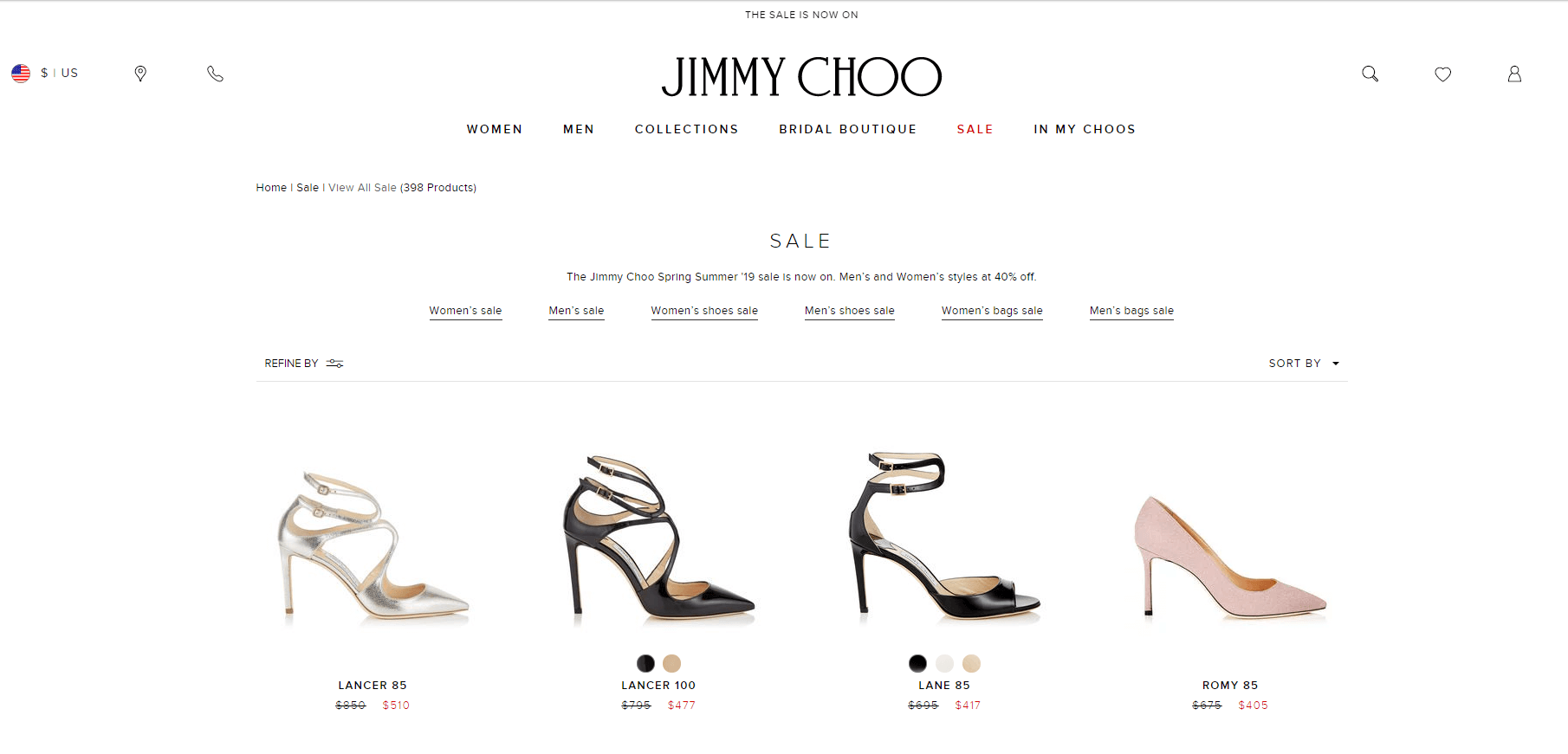 Jimmy Choo优惠码2026 现有精选折扣区商品6折促销美境免邮