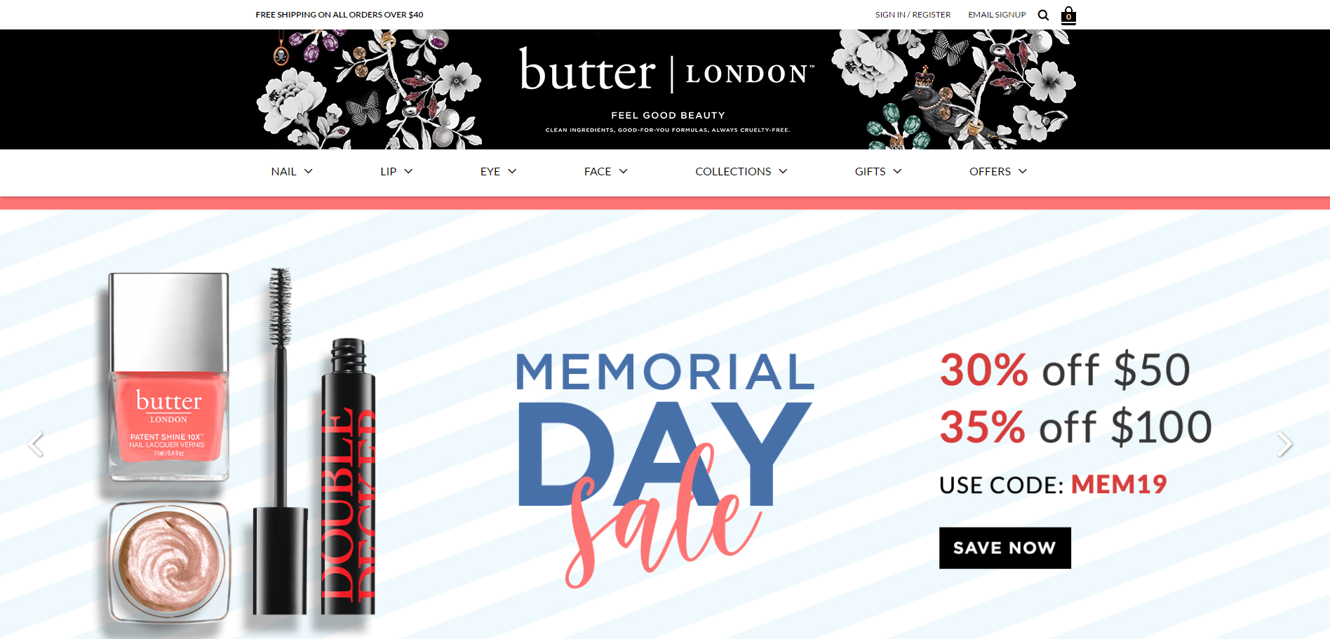 butter London优惠码2026 Memorial Day全场满0额外65折促销美国免邮