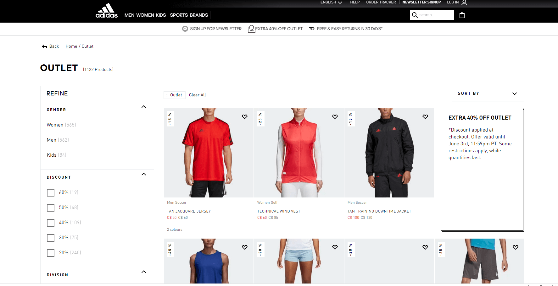 Adidas优惠码2026 阿迪达斯加拿大官网精选折扣区鞋服额外6折促销满额免邮