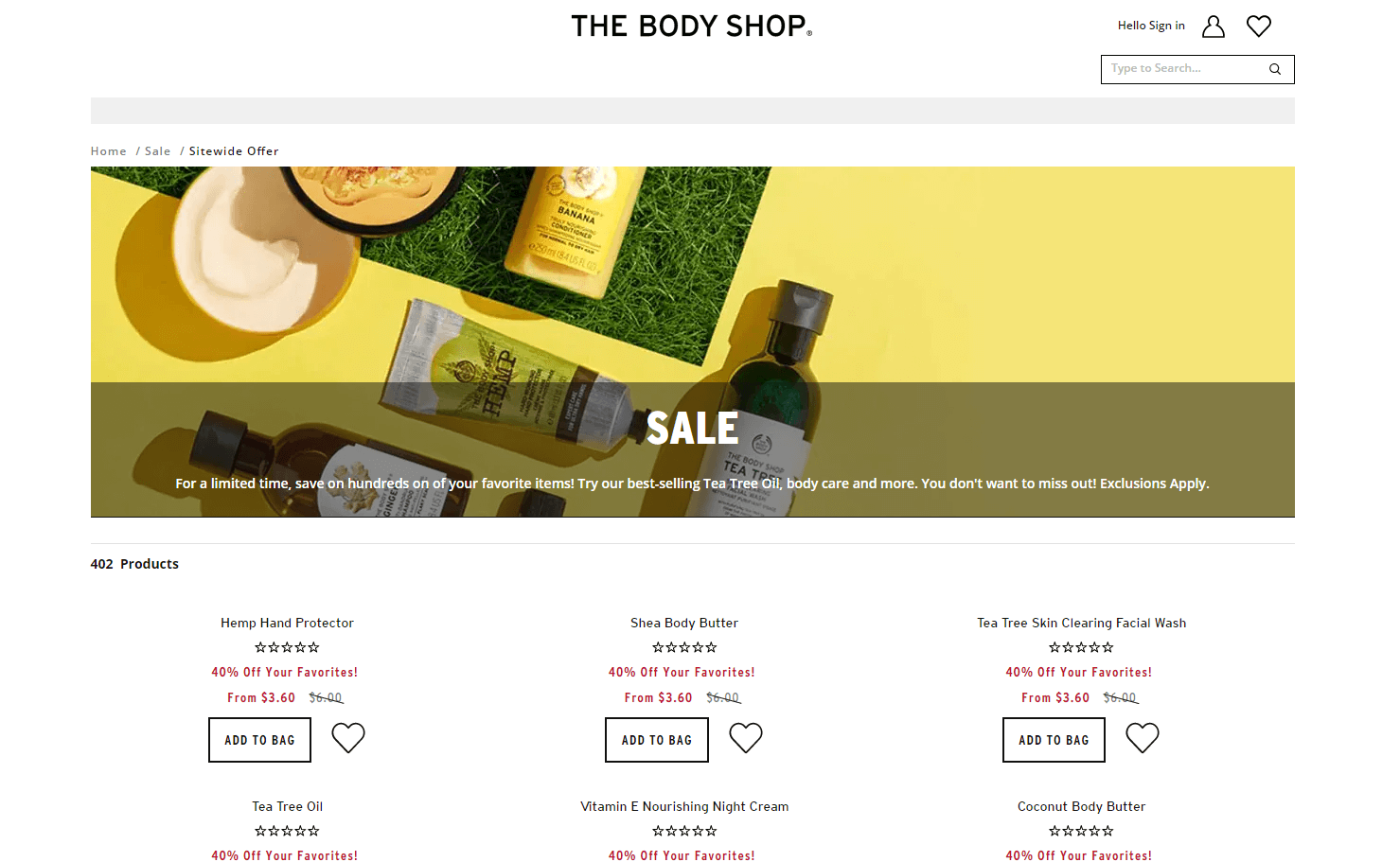 The Body Shop优惠码2026 精选热门产品额外6折促销美国免邮