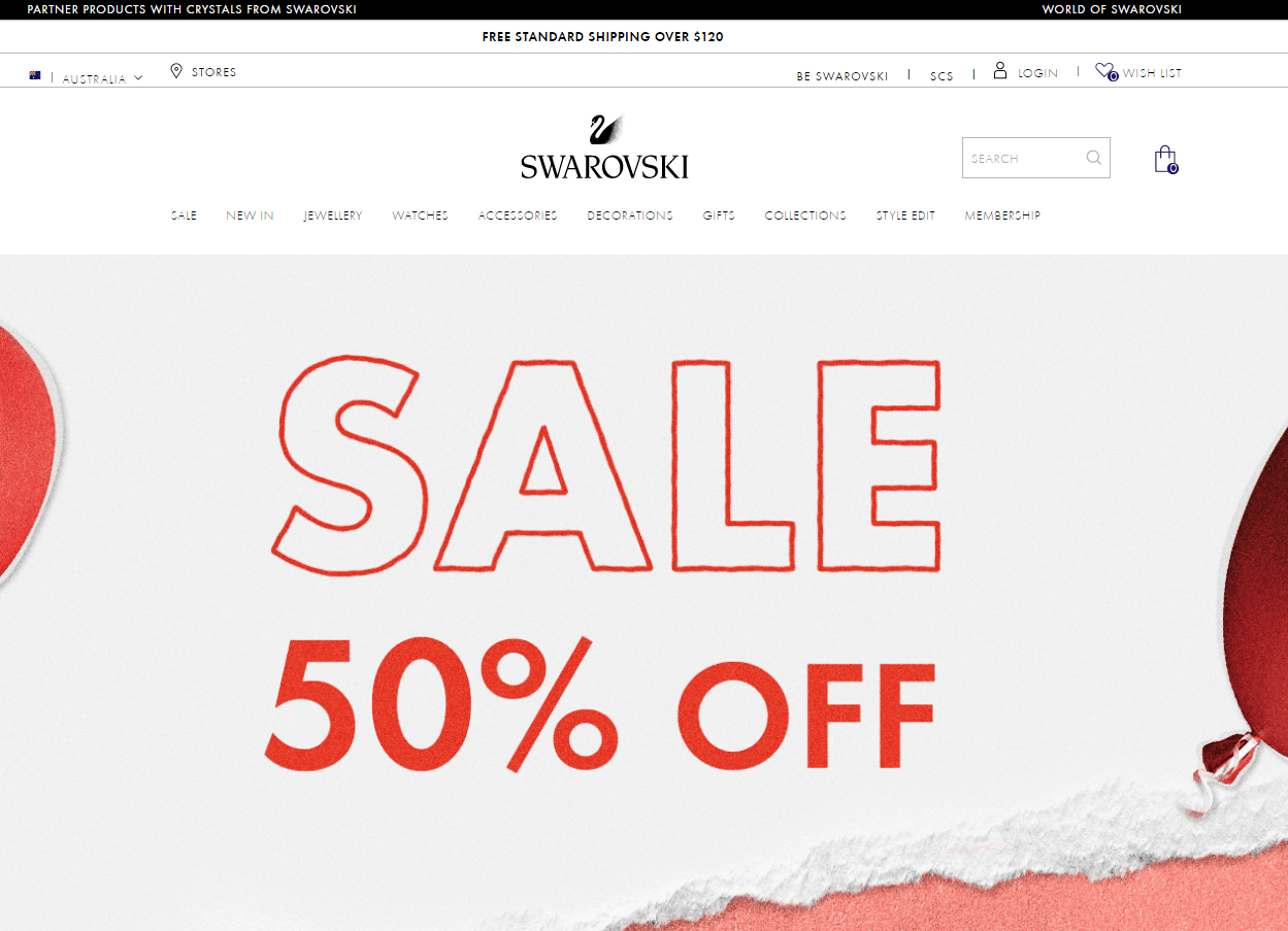 Swarovski优惠码2026 施华洛世奇澳洲官网现有精选饰品低至5折促销满额免邮
