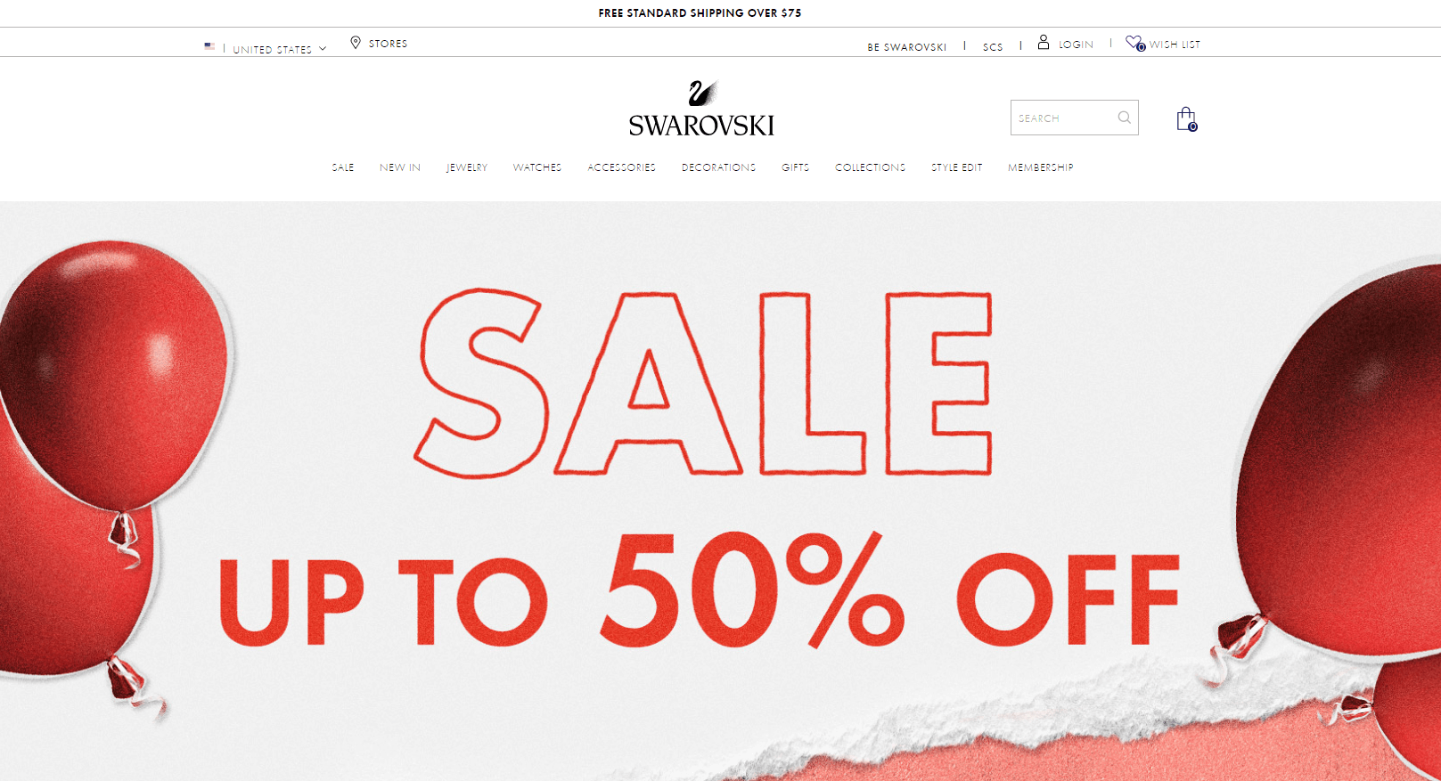 Swarovski优惠码2026 施华洛世奇美国官网年中大促精选饰品低至5折满额免邮