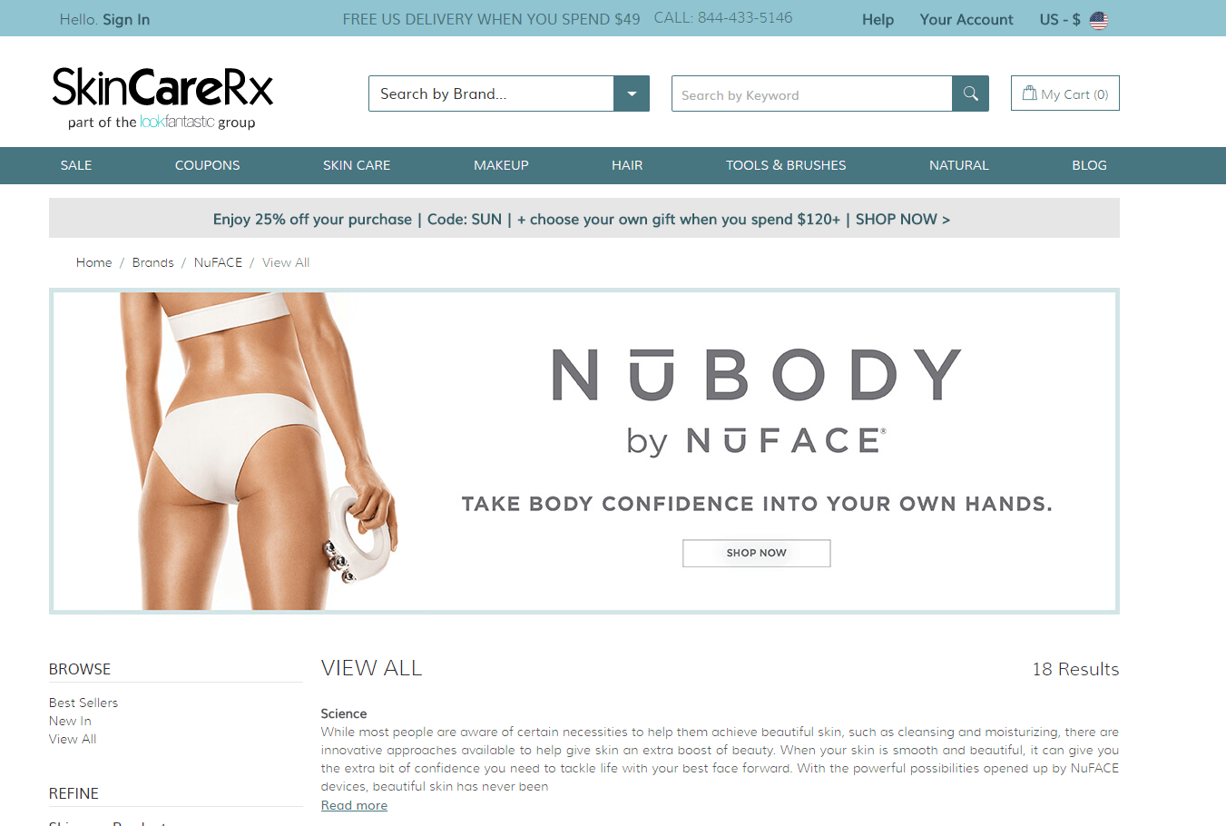 SkinCareRx优惠码2026 NuFace微电流脸部美容仪额外7折促销满额免邮