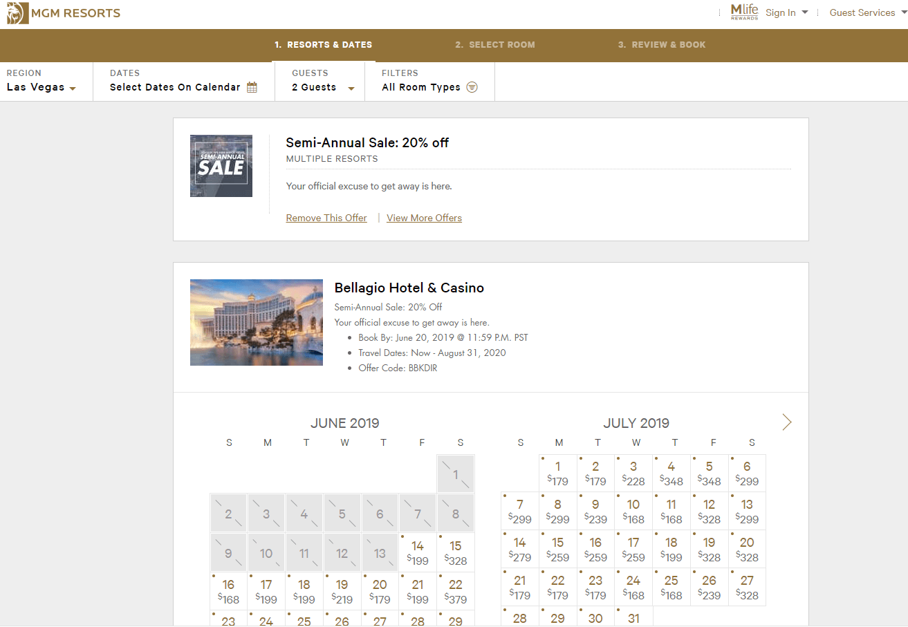 MGM Resorts优惠码2026 年中大促拉斯维加斯全线酒店8折低至 百乐宫圣诞日期只要7