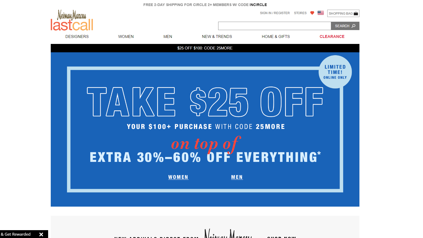 Neiman Marcus Last Call优惠码2026 美国站精选商品低至额外4折+满0减促销满额免邮