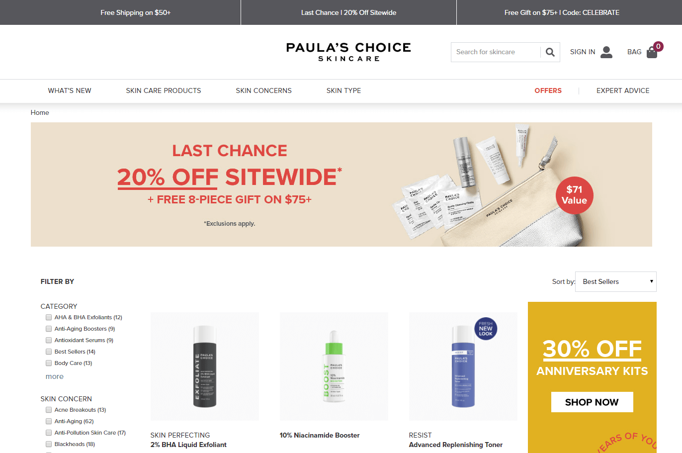 Paula’s Choice优惠码2026 宝拉珍选官网全场护肤无门槛8折+最高可得三重礼包美境免邮