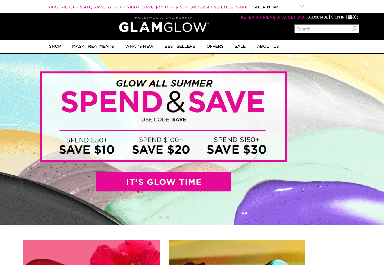 Glam Glow优惠码2026 全场面膜满额最高立减促销美境免邮