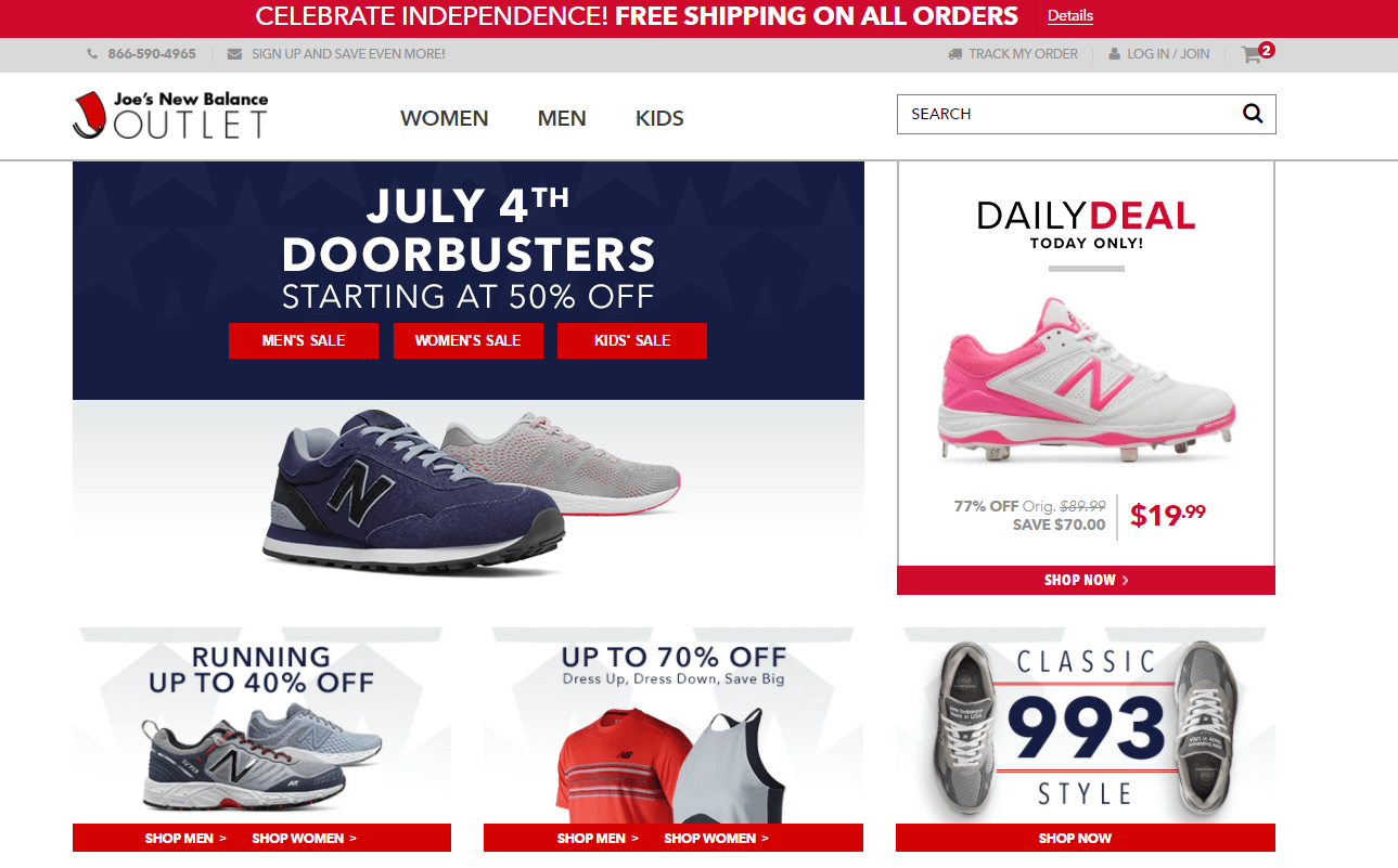 Joe’s NB Outlet优惠码2026 Independence Day独立日精选运动鞋5折起促销美境免邮