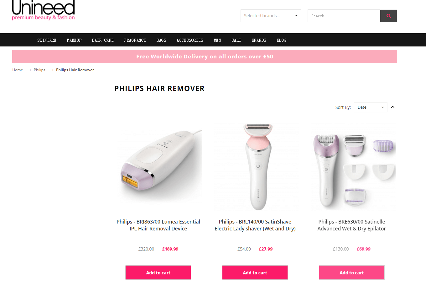 unineed折扣码2026 Philips Lumea旗舰系 脉冲脱毛仪全线热卖低至6.5折+额外8折 满£50全球免邮