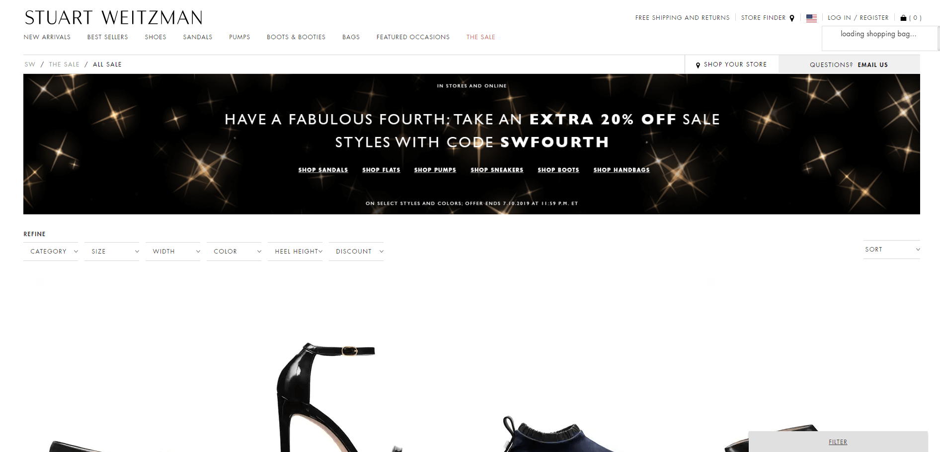 Stuart Weitzman优惠码2026 SW美国站Independence Day精选鞋包一律5折+额外8折促销美国免邮