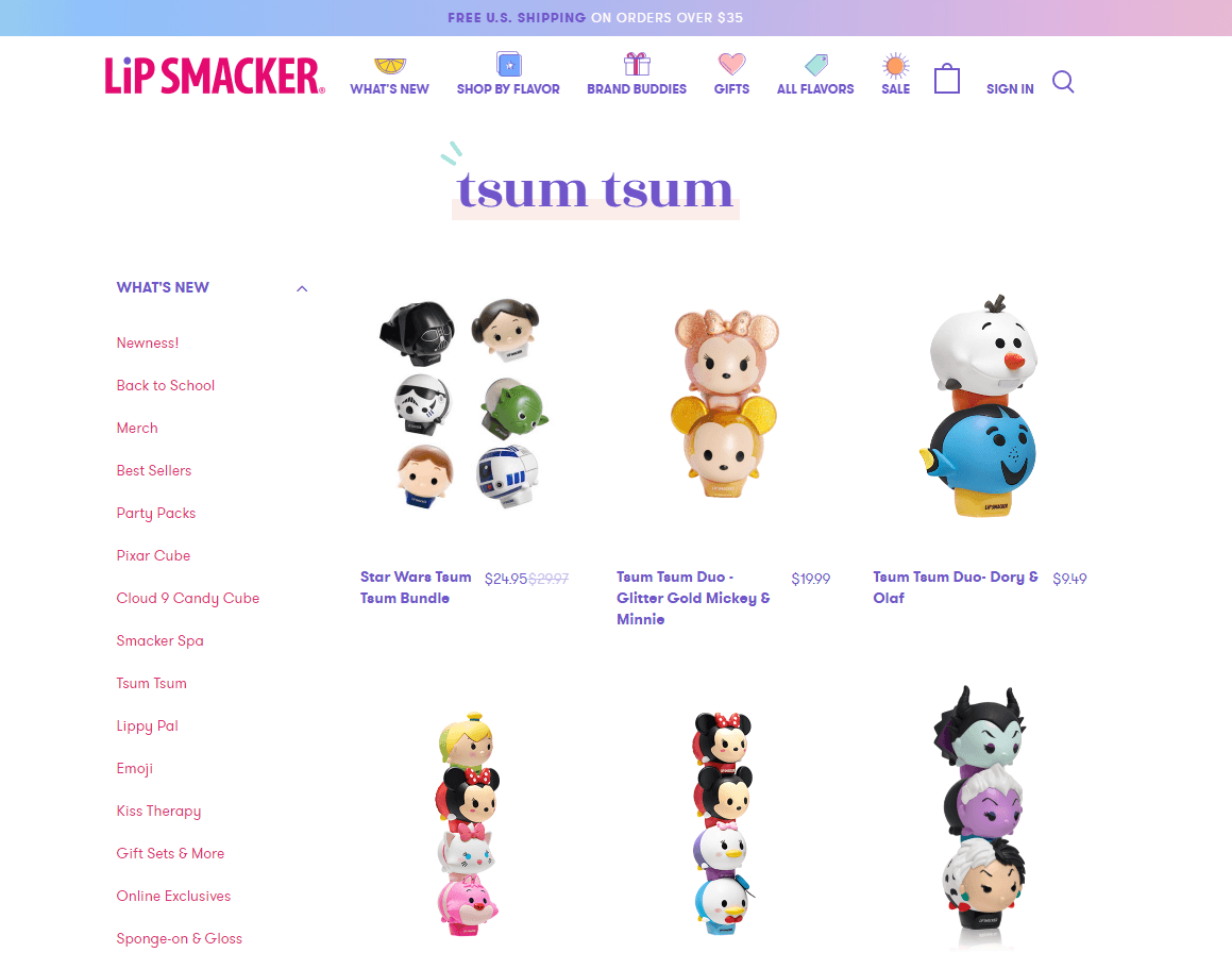 Lip Smacker优惠码2026 Tsum Tsum迪士尼公仔系列唇膏额外7.5折促销满额免邮
