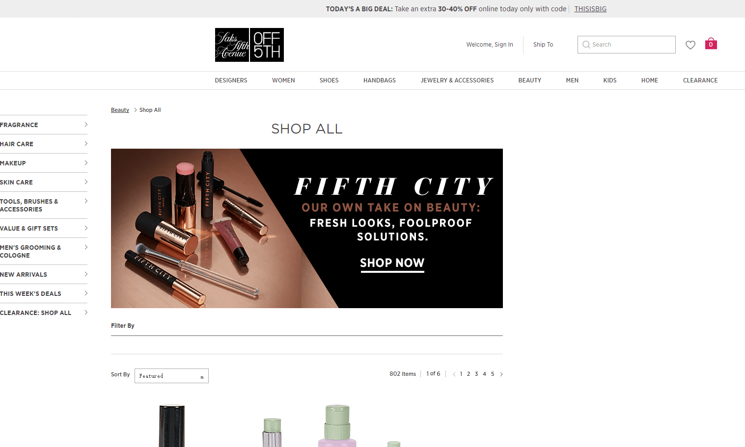 Saks Off 5th优惠码2026 现有精选专区低至6折促销上新新上倩碧系列套组