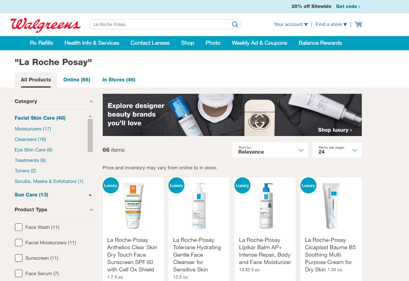 Walgreens优惠码2026 全场正价LA ROCHE-POSAY理肤泉护肤额外8折促销部分立减$5