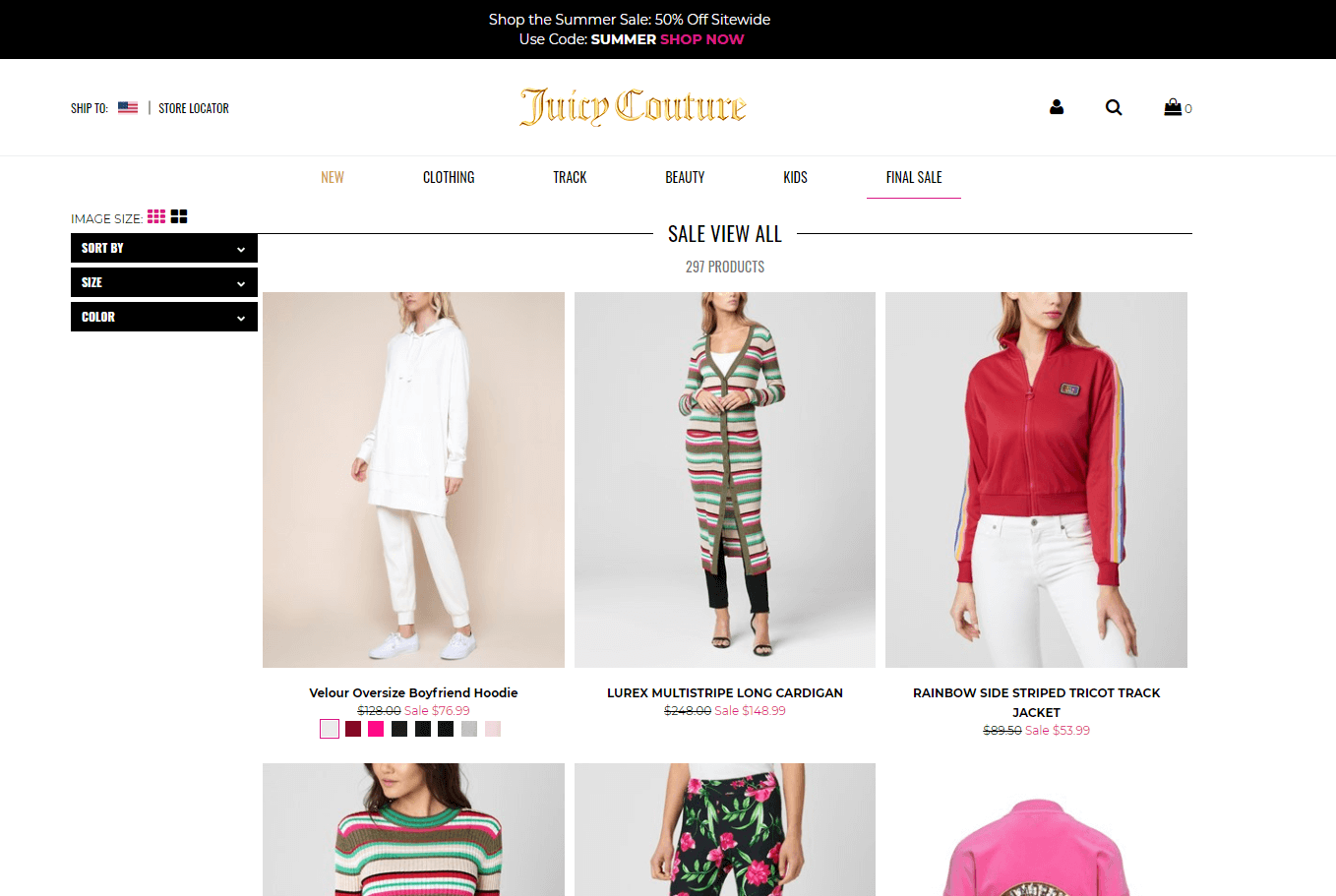 Juicy Couture优惠码2026 现有全场服饰额外5折促销满额包邮