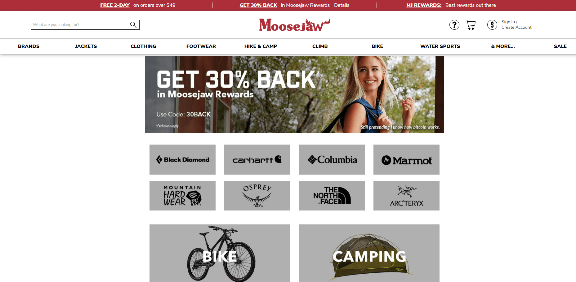 Moosejaw优惠码2026 全场大牌户外运动单品返三倍积分正价商品变相7折+折扣商品折上折！