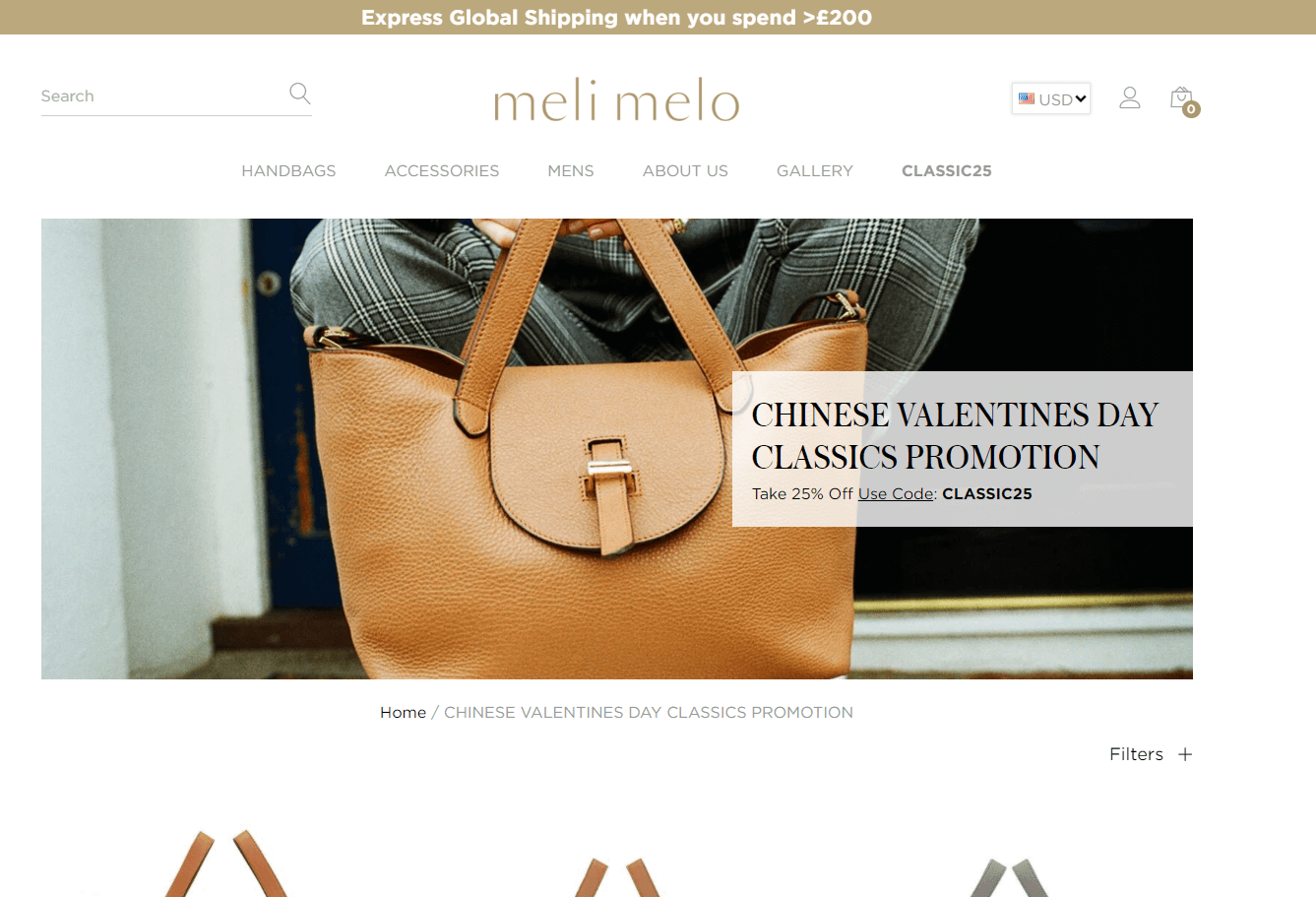 Meli melo优惠码2026 七夕精选包袋额外75折促销收经典摇篮包