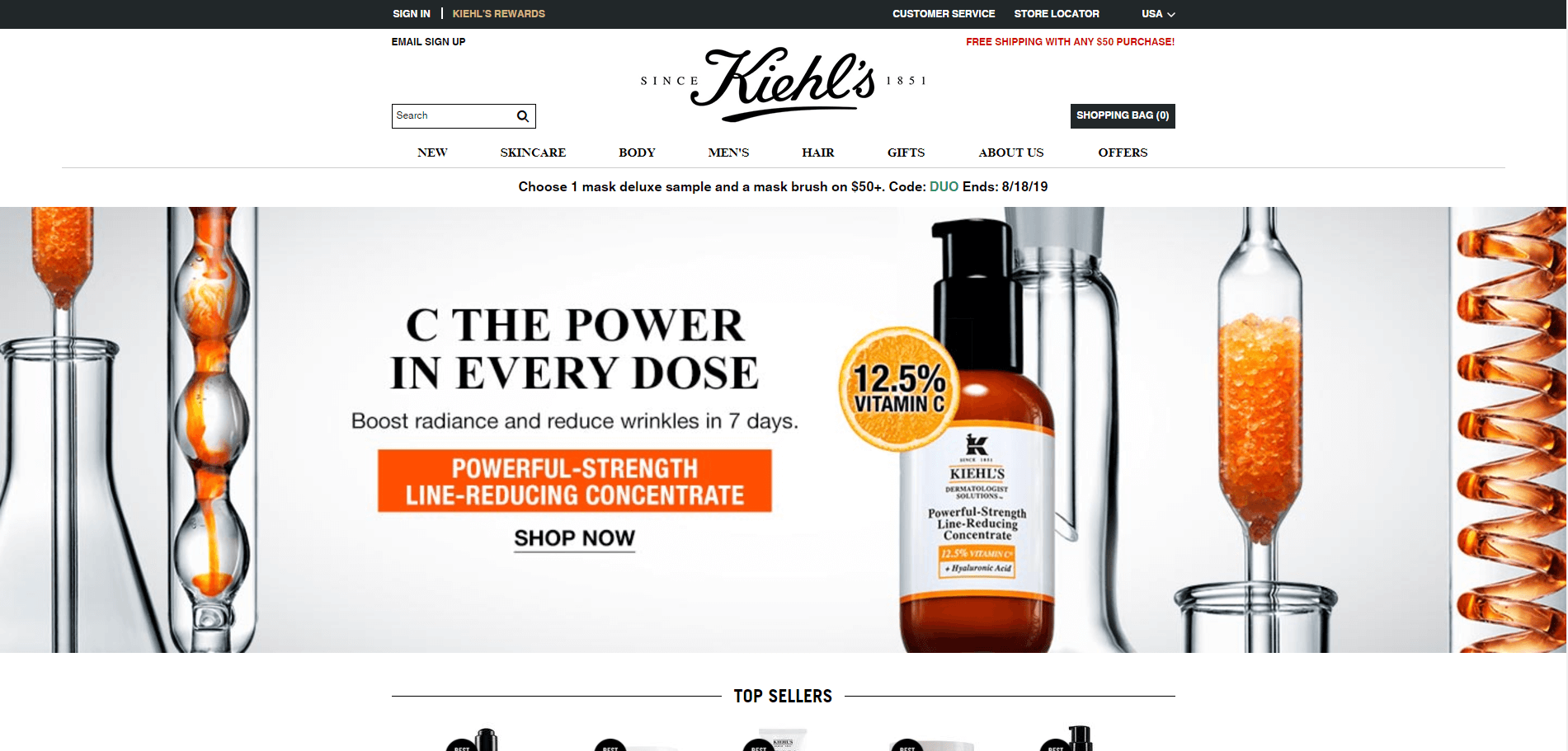 Kiehl’s优惠码2026 科颜氏官网现有全场商品满送自选面膜中样+面膜刷满额免邮