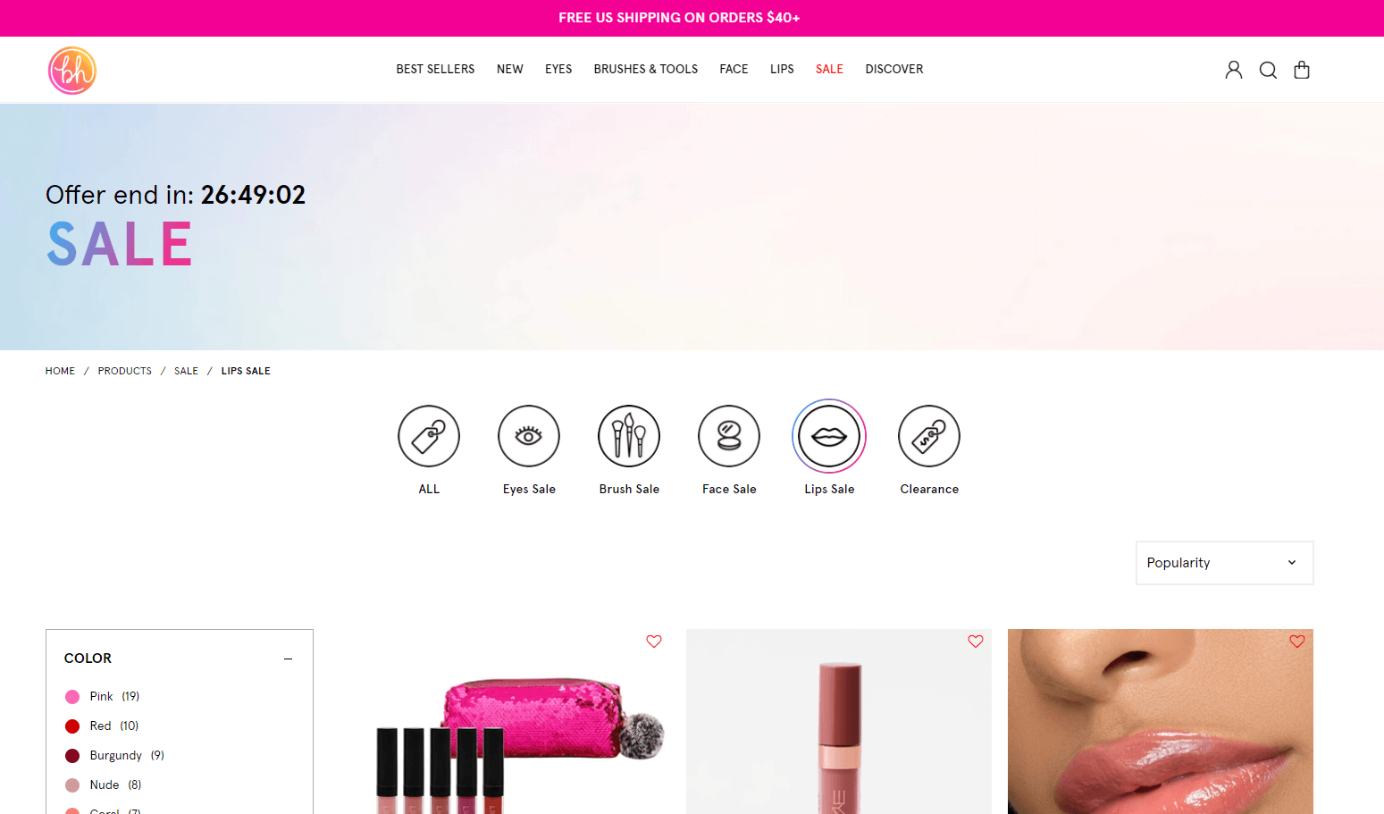 BH Cosmetics优惠码2026 返校季精选彩妆起+额外8折促销满额免邮