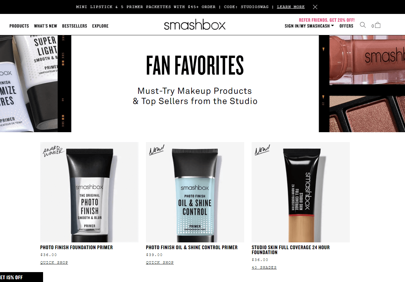 Smashbox优惠码2026 现有全场购物满享8.5折+满送好礼美境免邮