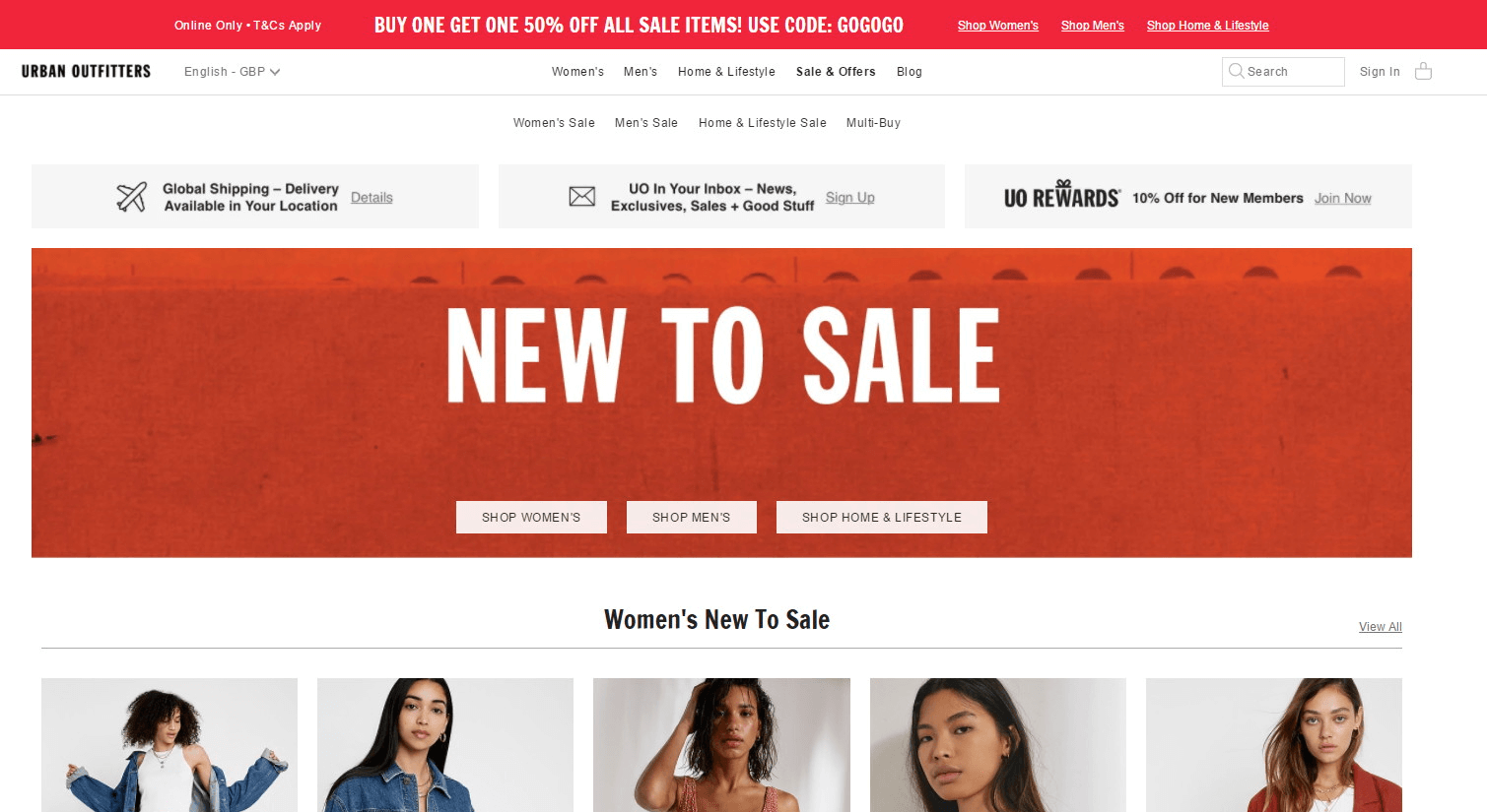 Urban Outfitters折扣码2026 折扣区额外7折促销满£125免费直邮中国