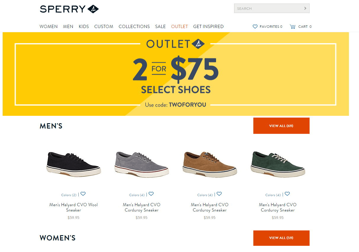 Sperry优惠码2026 精选男女鞋履任选2双美国包邮