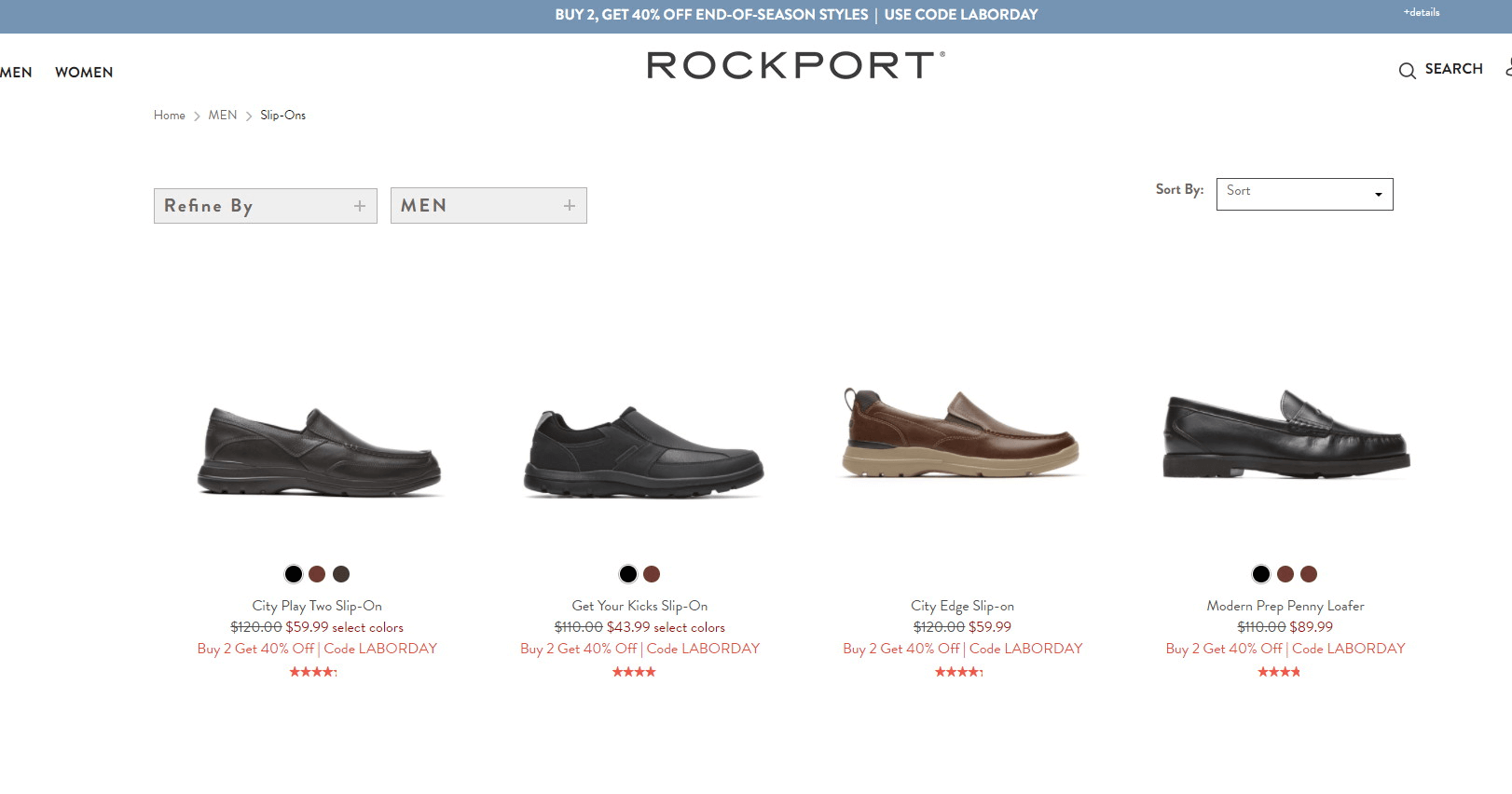 Rockport优惠码2026 Labor Day劳工节精选鞋履2双6折促销美国包邮