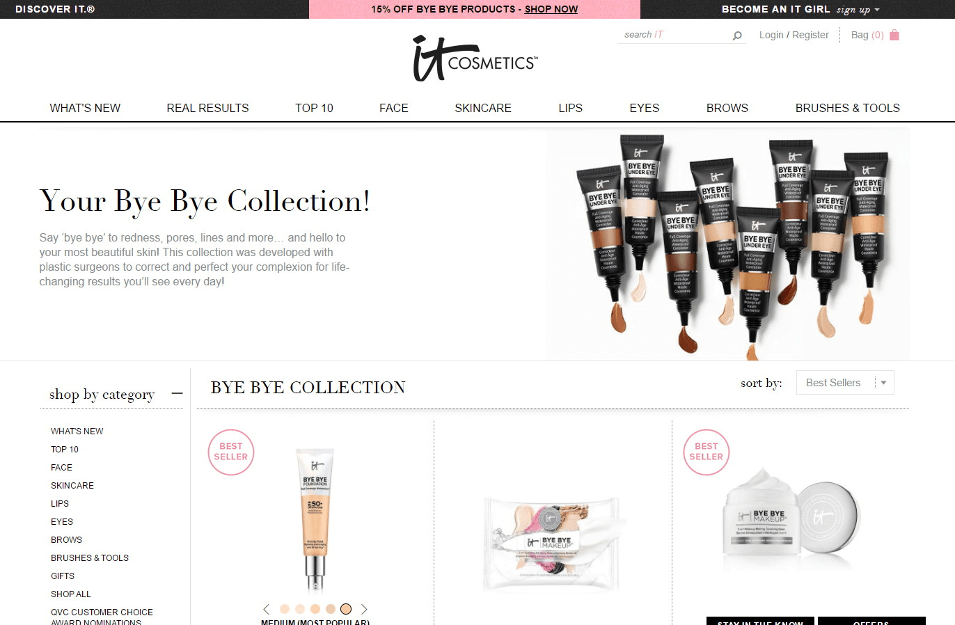 IT cosmetics优惠码2026 现有Bye Bye系列护肤美妆8.5折促销美境免邮