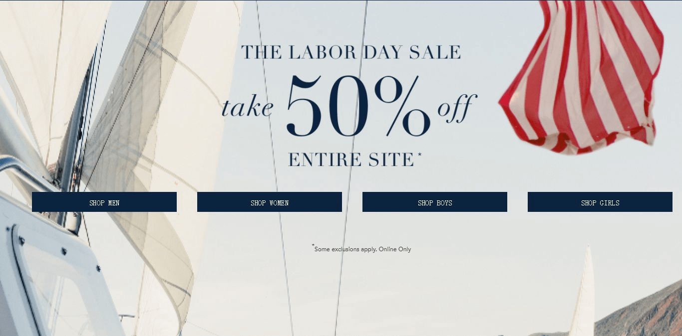 Nautica优惠码2026 Labor Day劳工节全场服饰5折+额外8.5折促销满额免邮
