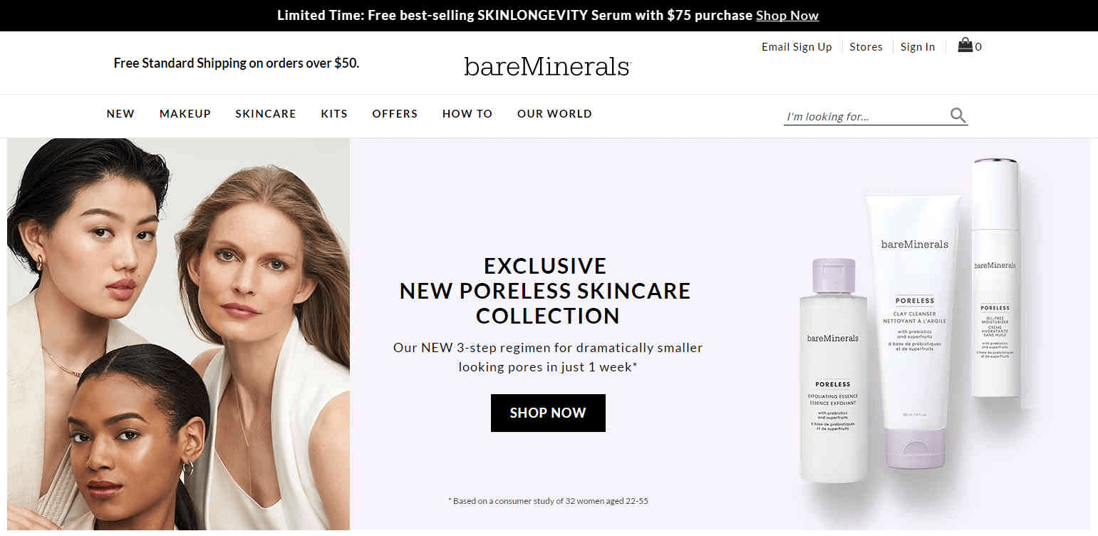 Bare Minerals优惠码2026 全场彩妆热卖满送精华30ml