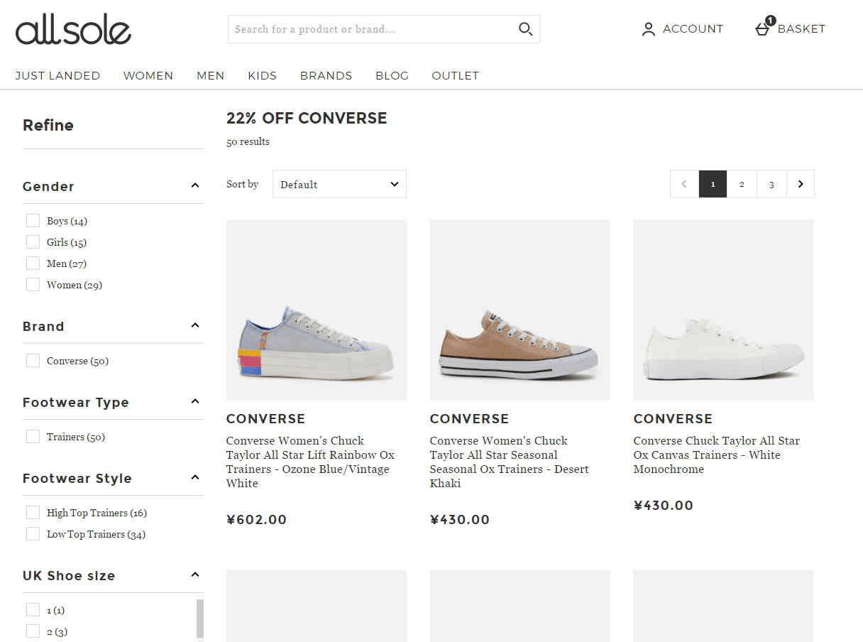 Allsole折扣码2026 现有精选Converse帆布鞋无门槛78折促销限时税补直邮国内 支持支付宝付款