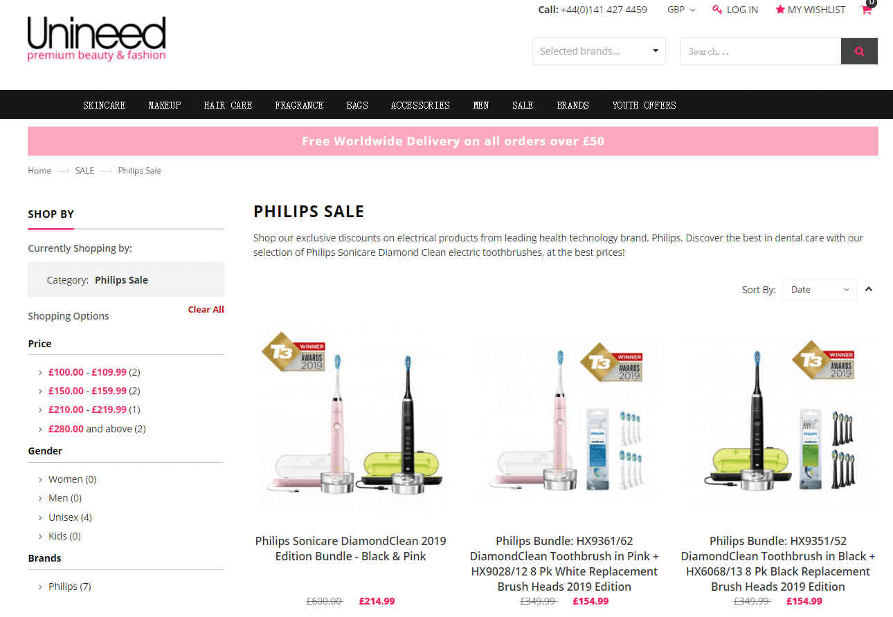 Unineed折扣码2026 精选Philips电动牙刷低至35折+额外8.5折促销满额免邮中国