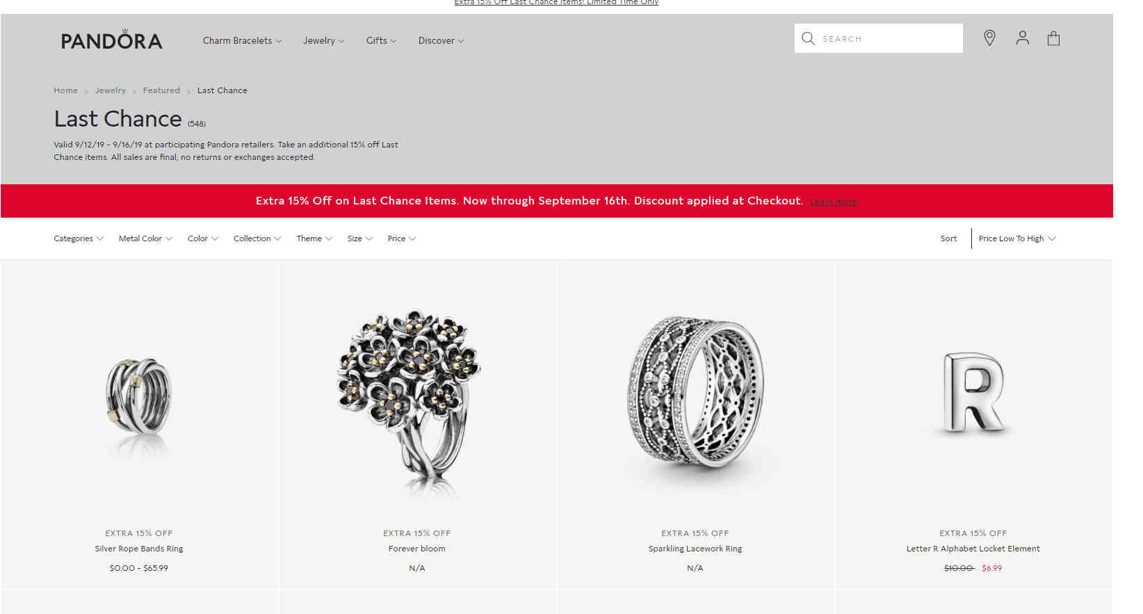PANDORA Jewelry优惠码2026 现有折扣区饰品.99起+额外8.5折促销美国免邮