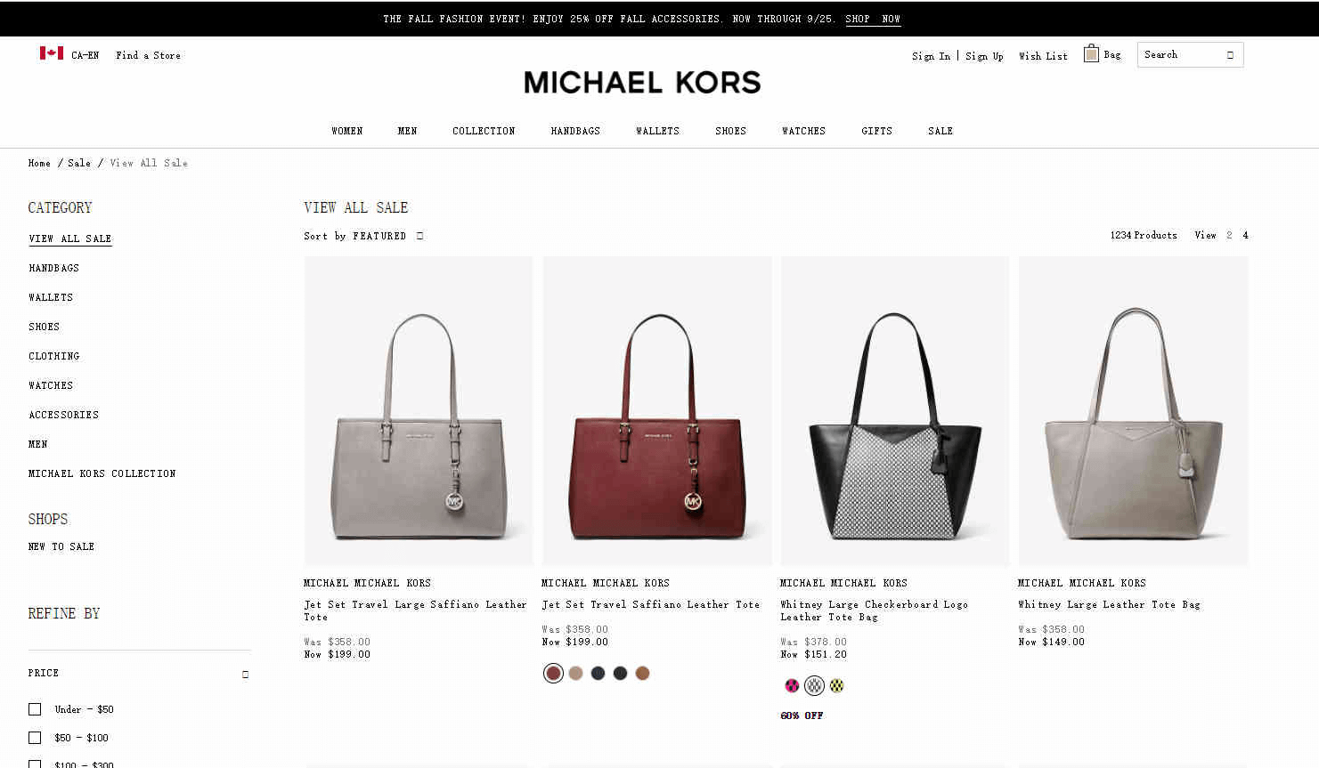 Michael Kors加拿大官网优惠码2026 精选包袋服饰额外75折促销加拿大免邮