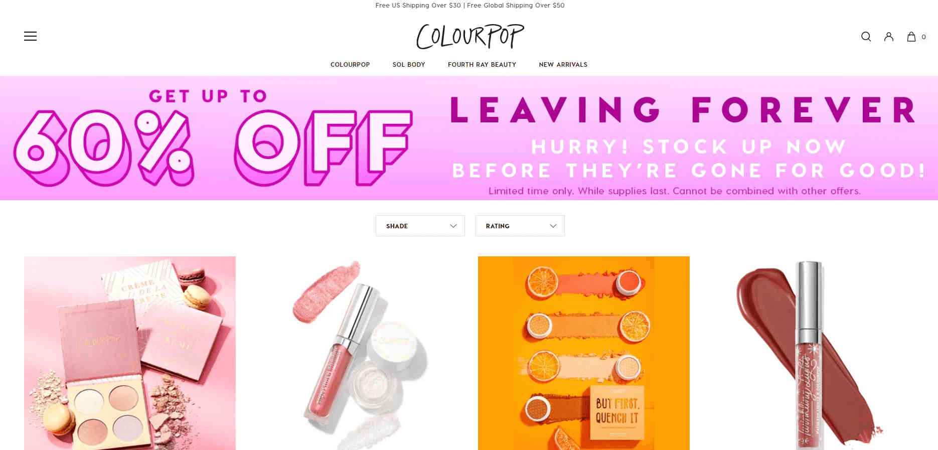 Colourpop优惠码2026 卡拉泡泡美国官网现有低至4折促销回归上新不少唇膏、眼影粉等 满免费直邮中国