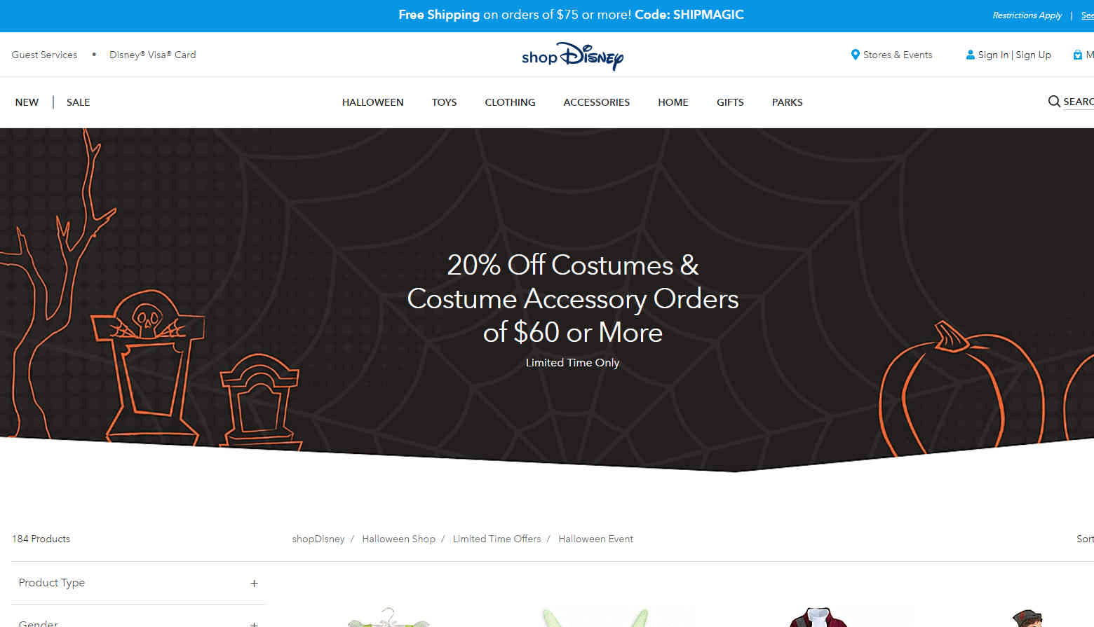 shopDisney优惠码2026 现有精选服装配饰满享额外8折促销满额免邮