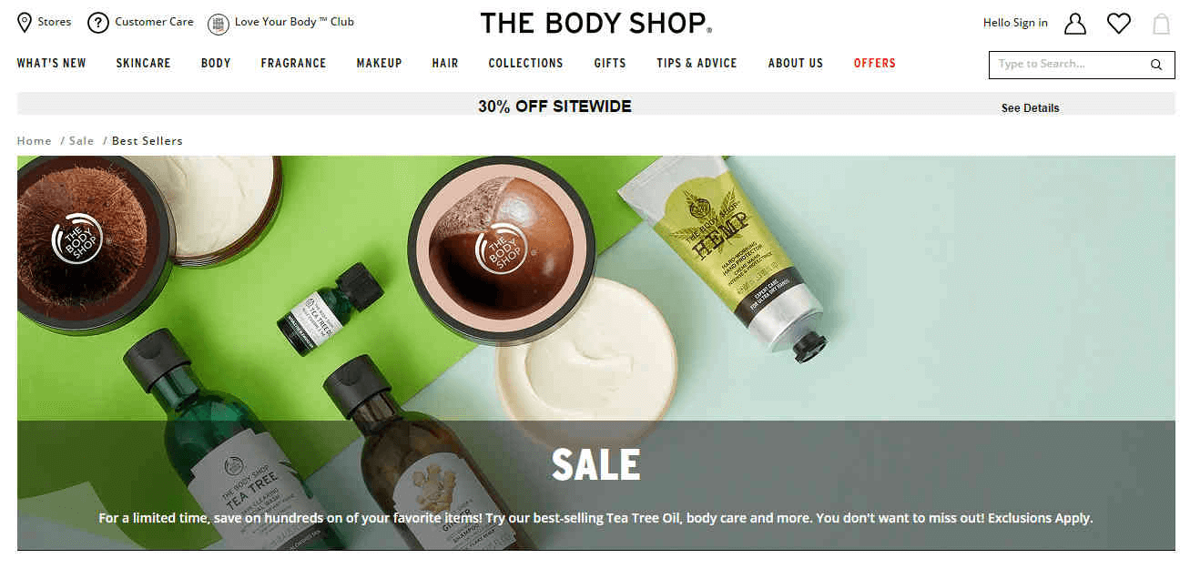 The Body Shop优惠码2026 全场商品额外7折促销生姜、茶树都参加
