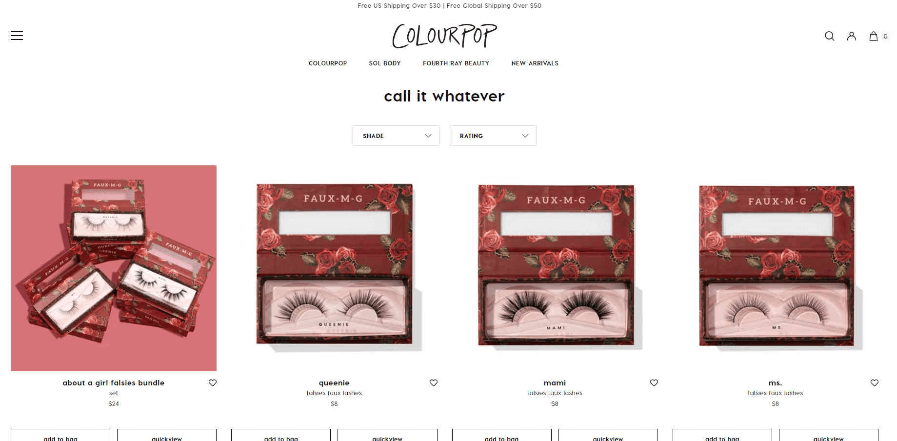 Colourpop优惠码2026 上新几款Queenie假睫毛售价起 可叠加额外9折