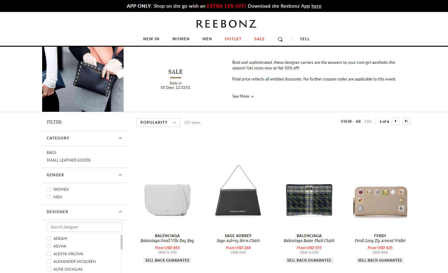 Reebonz优惠码2026 巴黎世家、Fendi、J.W. Anderson 等大牌小众美包热卖全场5折