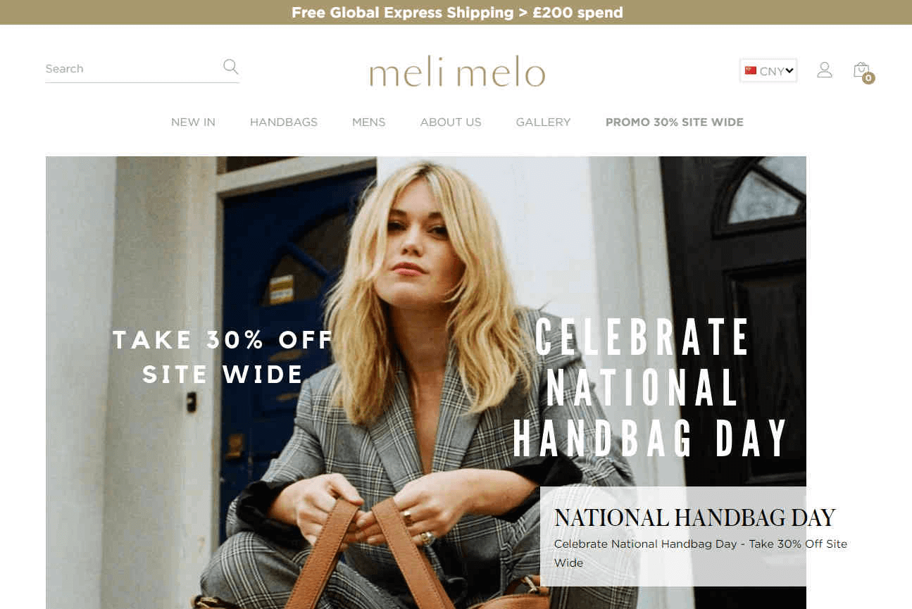 Meli Melo折扣码2026 全场手提包无门槛7折促销直邮中国