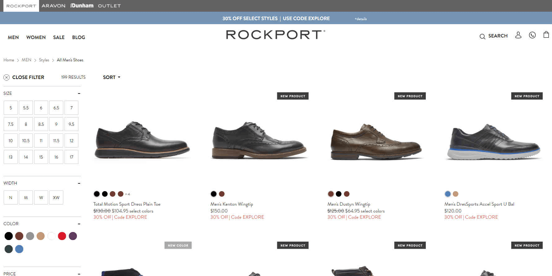 Rockport优惠码2026 现有精选鞋饰额外7折促销美国免邮