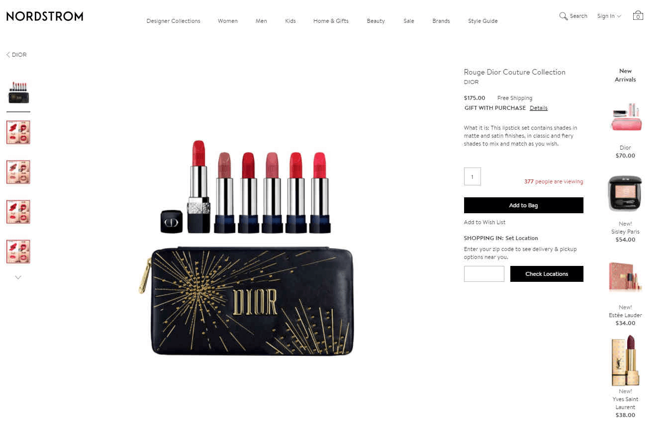 DIOR迪奥2019年新品圣诞唇膏6只装套组售价5