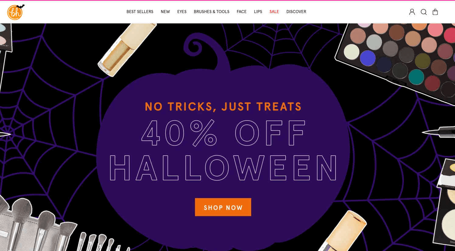 BH Cosmetics优惠码2026 现有halloween精选商品低至6折促销+额外8折促销满额免邮