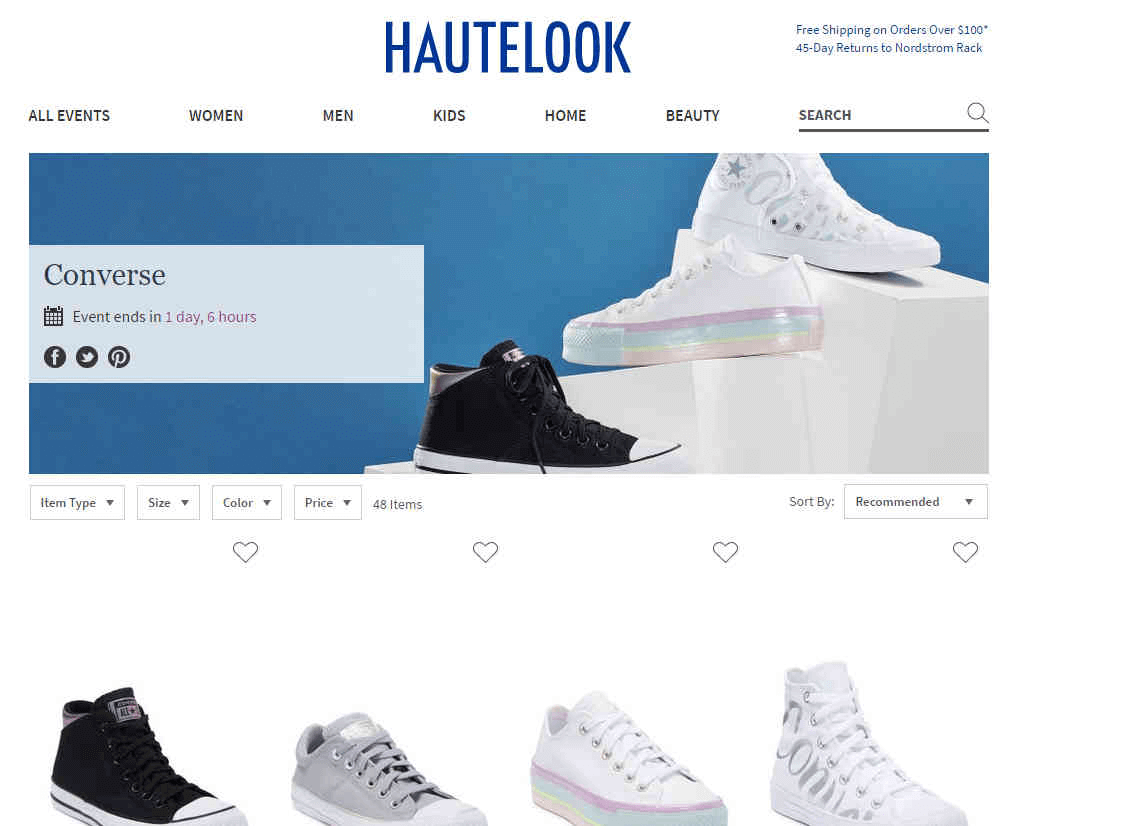 Hautelook优惠码2026 精选Converse经典帆布鞋低至4折促销满额包邮