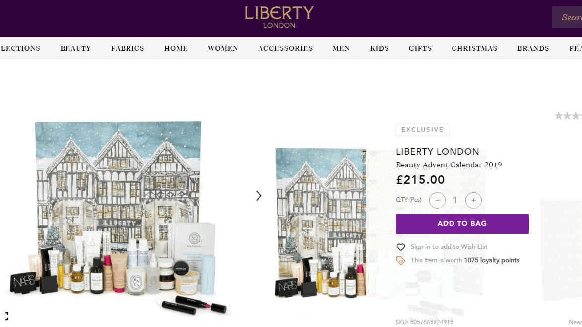 Liberty优惠码2026 Liberty London2019圣诞日历售价£215，转运带回